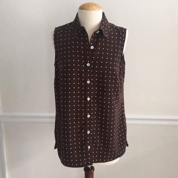 Susan Graver Tops - Susan Graver Sz 2-NWOT  Brown Square Dots Top